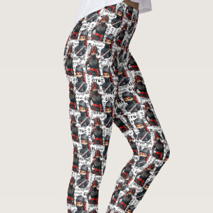 Ninja Flickor Anime Med Text Mönster Design Leggings