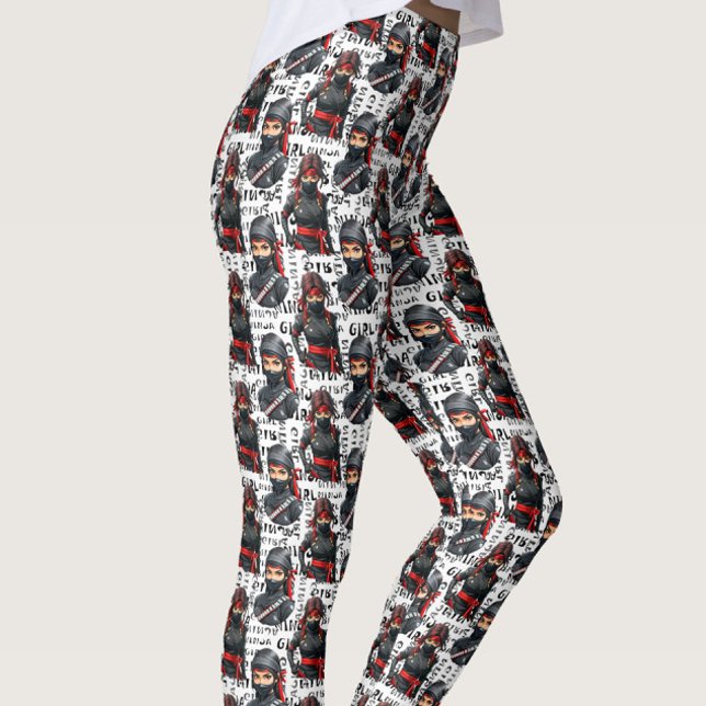 Ninja Flickor Anime Med Text Mönster Design Leggings (Skapare uppladdad)