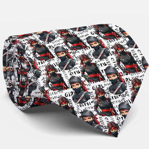 Ninja Flickor Anime Med Text Mönster Design Slips