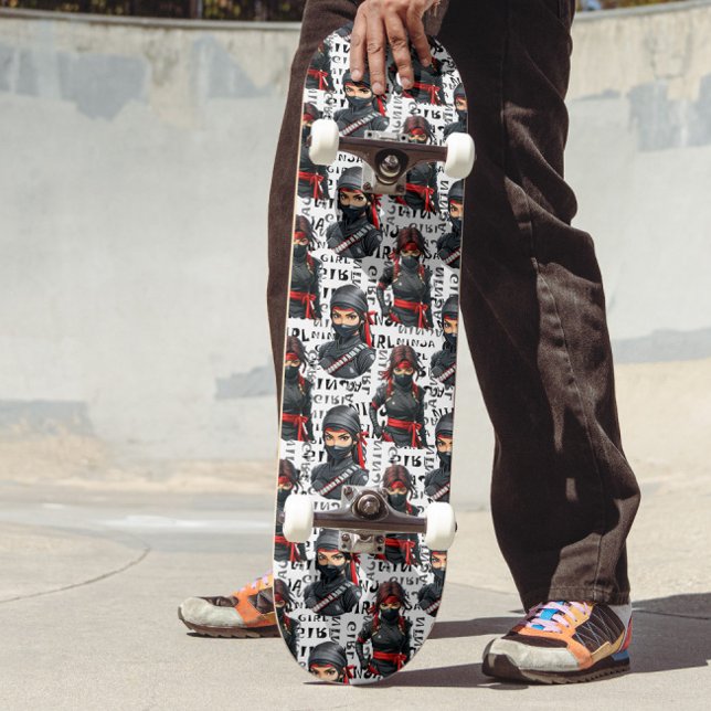Ninja Flickor Anime Med Textmönsterdesign Mini Skateboard Bräda 18,5 Cm (Skapare uppladdad)