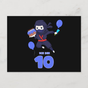 NINJA FÖDELSEDAG 10 10-års födelsedags Pojke Serie Vykort