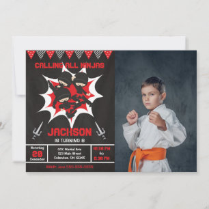 Ninja Födelsedag Karate Ninja Fest Foto Inbjudningar