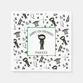 Ninja Födelsedagsfest decor, grönt bälte / aska Pappersservett