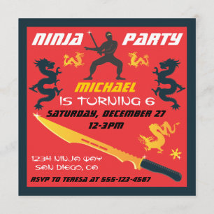 Ninja Födelsedagsfest inbjudan