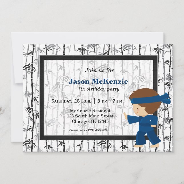 Ninja-födelsedagstema Inbjudningar (Framsida)