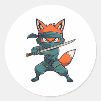 Ninja Fox Sticker – Cute Fox Vinyl Decal Runt Klistermärke