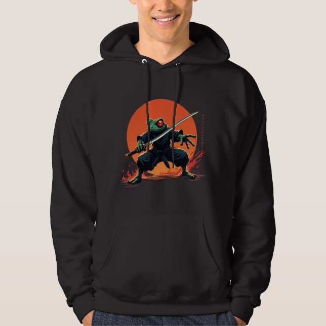 Ninja Frog Warrior - Samurai Katana Anime Fighter Hoodie (Framsida)