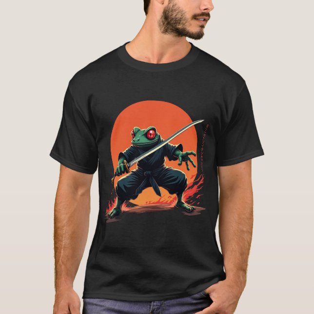 Ninja Frog Warrior - Samurai Katana Anime Fighter T Shirt (Framsida)