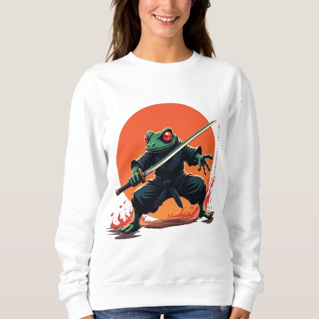 Ninja Frog Warrior - Samurai Katana Anime Fighter T Shirt (Framsida)