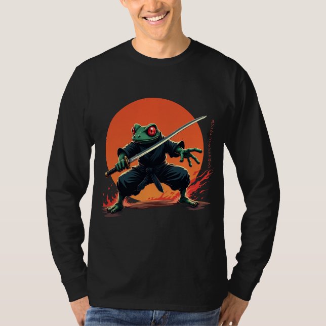 Ninja Frog Warrior - Samurai Katana Anime Fighter T Shirt (Framsida)