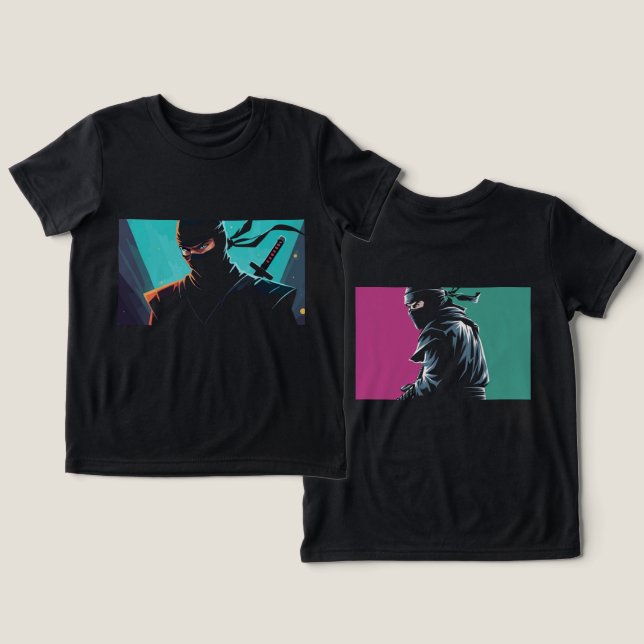 Ninja Front and Back T Shirt (Design fram och bak)