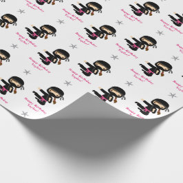 Ninja Gift Wrap Girl Rosa Black Personlig Presentpapper