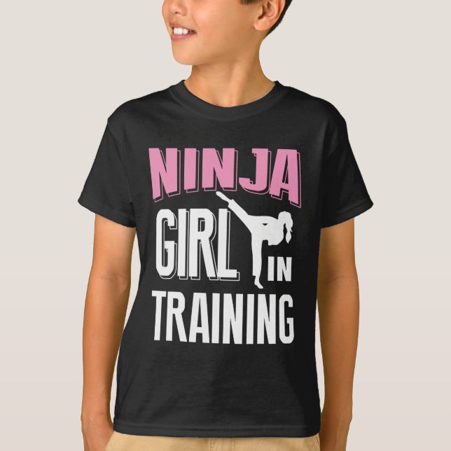 Ninja Girl in Training Karate Taekwondo S for Girl T Shirt (Framsida)