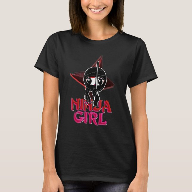 Ninja Girl Karate Taekwondo T Shirt (Framsida)