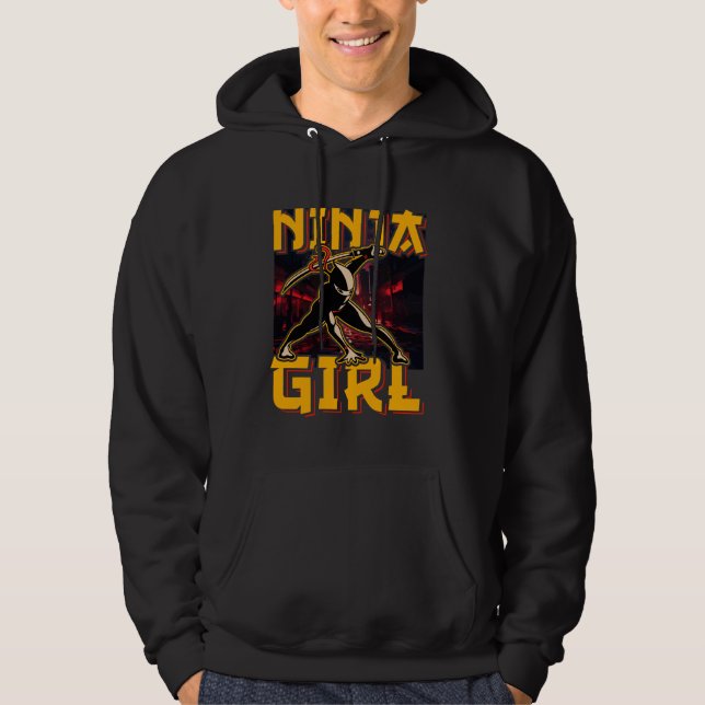 Ninja Girl Warrior Funny Hoodie (Framsida)