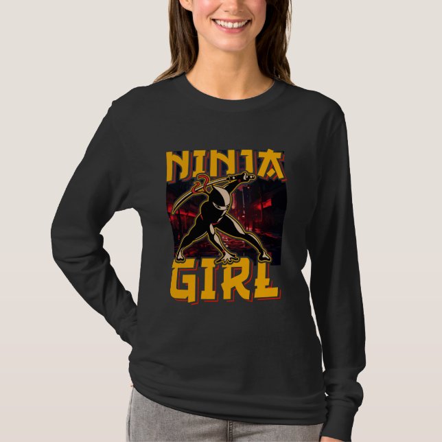 Ninja Girl Warrior Funny T Shirt (Framsida)