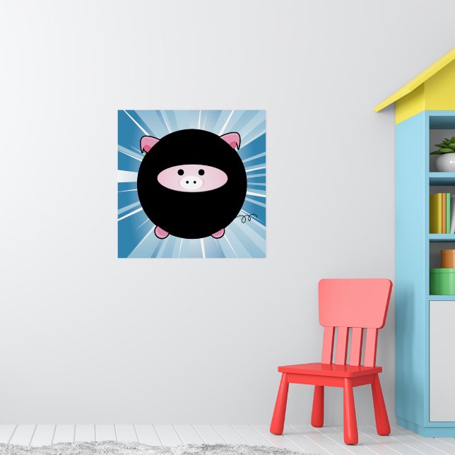 Ninja Gris på Blue Poster Print (Barnkammare 1)