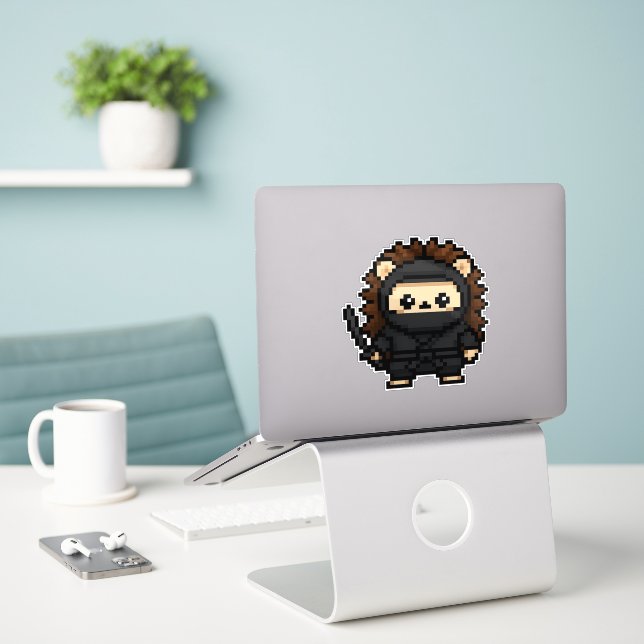 ninja hedgehog 6x6 klistermärken (Laptop På Skrivbordet)