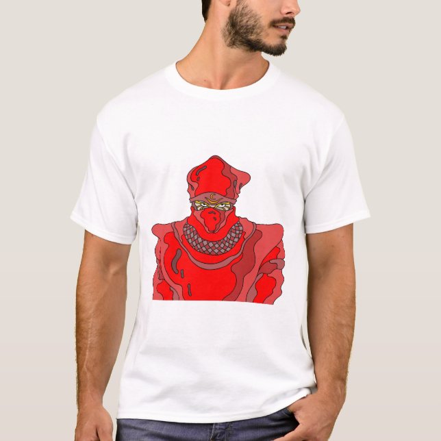 Ninja i röd dräkt. t shirt (Framsida)