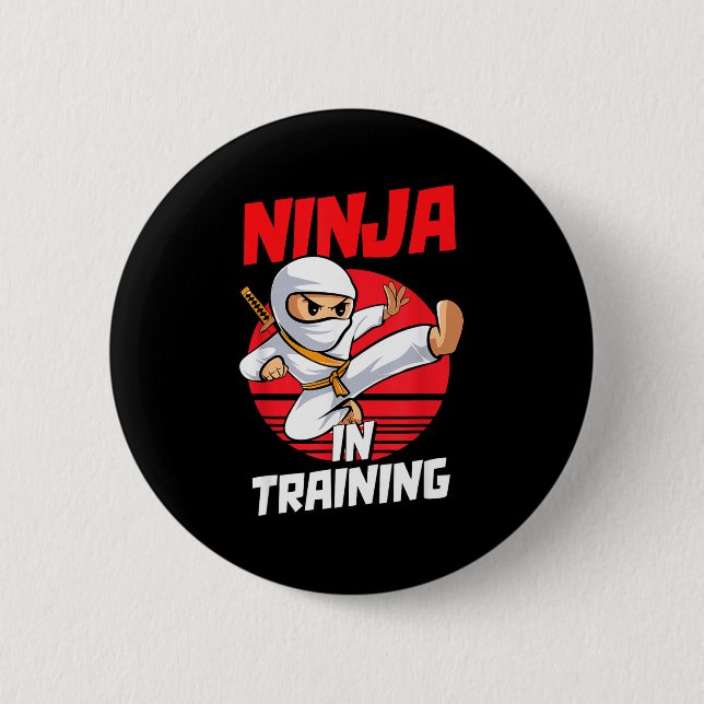 Ninja In Training Costume Party Warrior Boys Girls Knapp (Framsida)