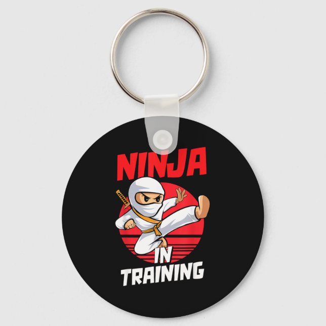 Ninja In Training Costume Party Warrior Boys Girls Nyckelring (Framsida)