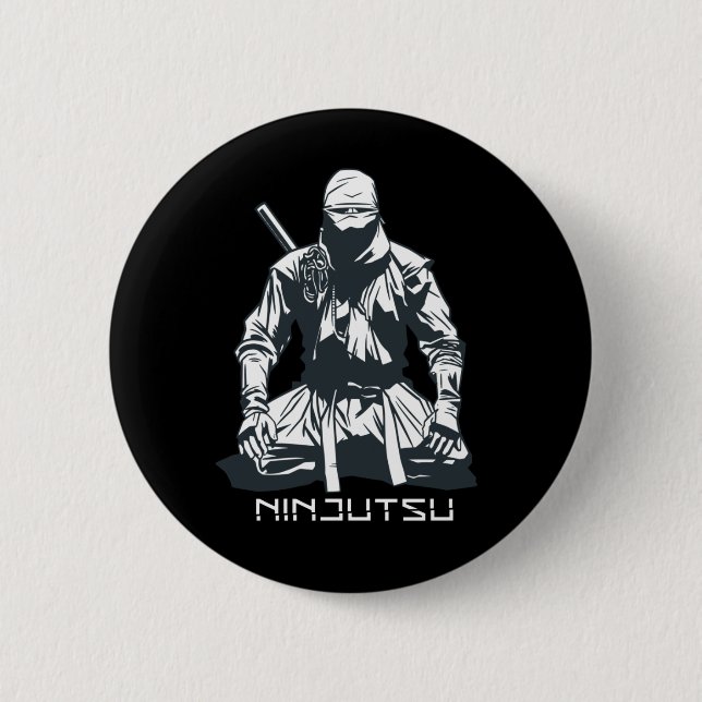 Ninja Japansk Ninjutsu Mördare Design Knapp (Framsida)