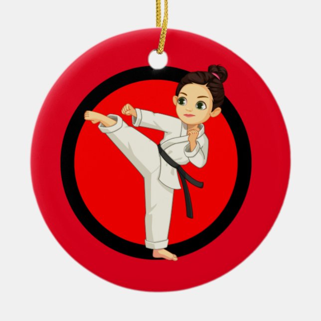 Ninja/Karate Girl Ceramic Ornament (Framsidan)