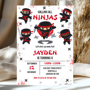 Ninja Karate Kids pojkarnas födelsedagsfest inbjud Inbjudningar