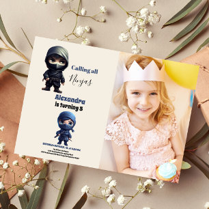 Ninja Karate Martial Arts Födelsedagsfest Photo Inbjudningar