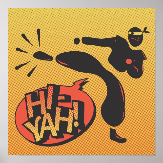 Ninja karate pop art - retro poster (Framsidan)