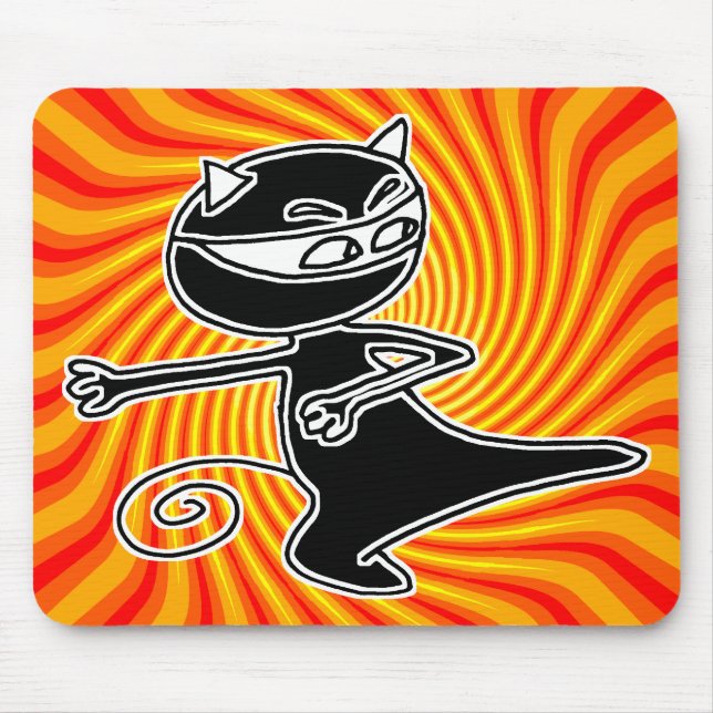 Ninja katt Firekick Mousepad Musmatta (Framsidan)