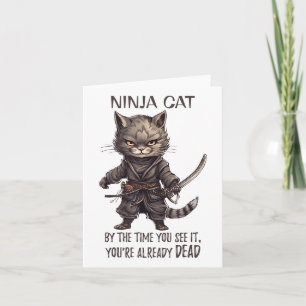 Ninja Katt, Japansk Samuraj Kawaii Katt Tatuering Kort