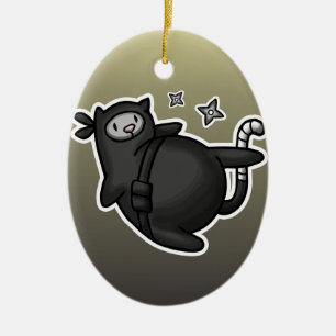 Ninja katt julgransprydnad keramik