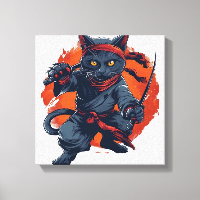 Ninja Katt Smyg Canvastryck (Framsida)