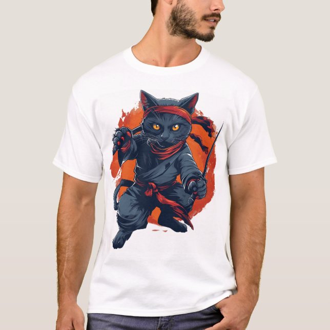 Ninja Katt Smyg T Shirt (Framsida)