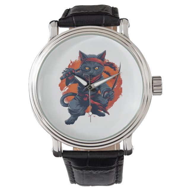 Ninja Katt Smygande Armbandsur (Framsida)