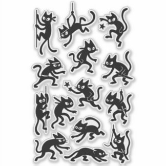 Ninja Katt Sticker Pack – Roliga Smygande Katt Kri Klistermärken