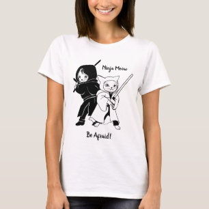 Ninja Katt Svart Och Vitt T-Shirt