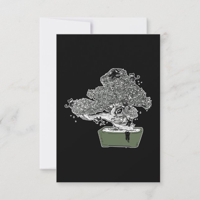 Ninja Kattunge Bonsai Träd japansk buddhist Zen Tack Kort (Framsida)