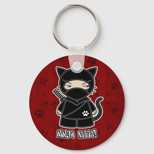 Ninja Kattunge! I Red Keychain Nyckelring (Framsida)