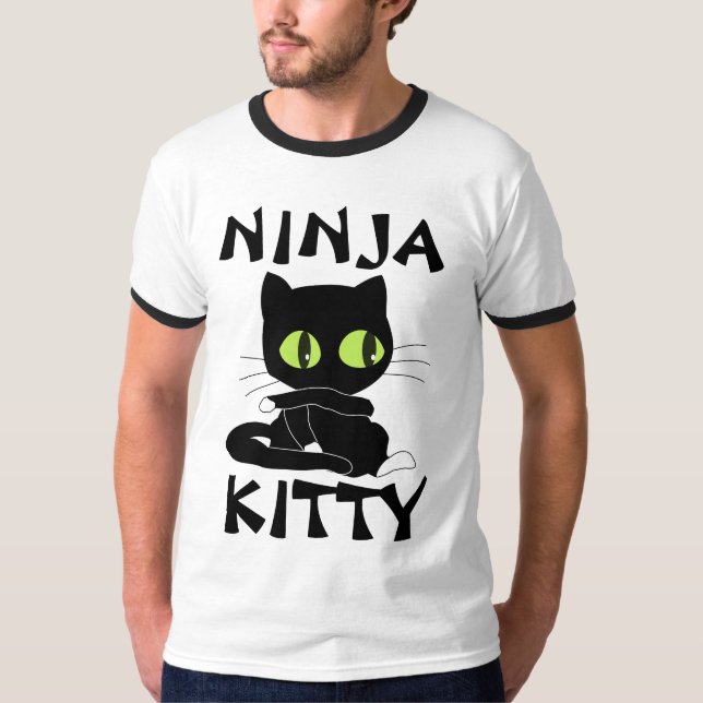 NINJA KATTUNGE lustiga Cat t-shirts (Framsida)