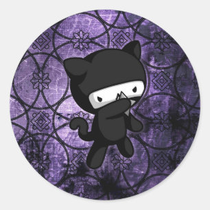Ninja kattunge runt klistermärke