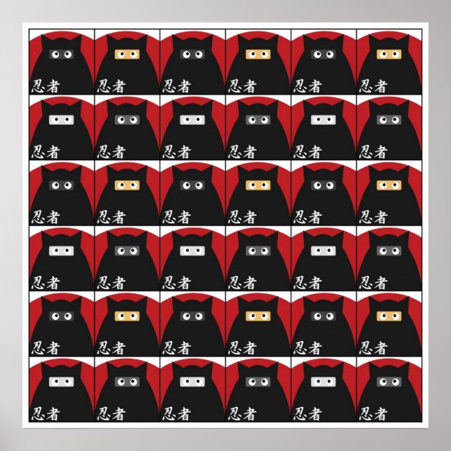 Ninja Kattunge Skriv ut stor Poster (Framsidan)