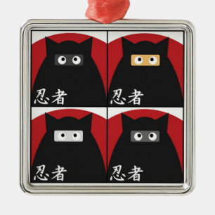 Ninja kattungeprydnad julgransprydnad metall