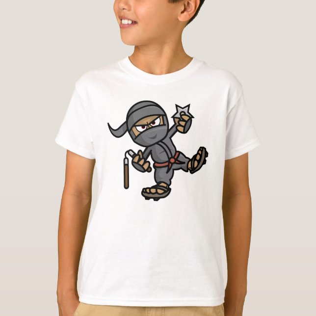Ninja Kids Blue Ringer T-Shirt (Framsida)