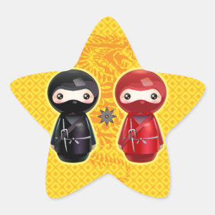 Ninja Kokeshi Stjärnformat Klistermärke