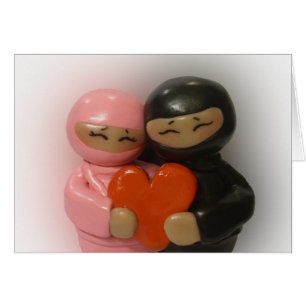 Ninja kopplar ihop det tomma kortet hälsningskort