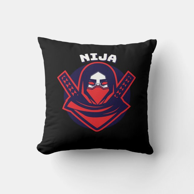Ninja-logotyp – djärvt krigaremblem kudde (Framsida)