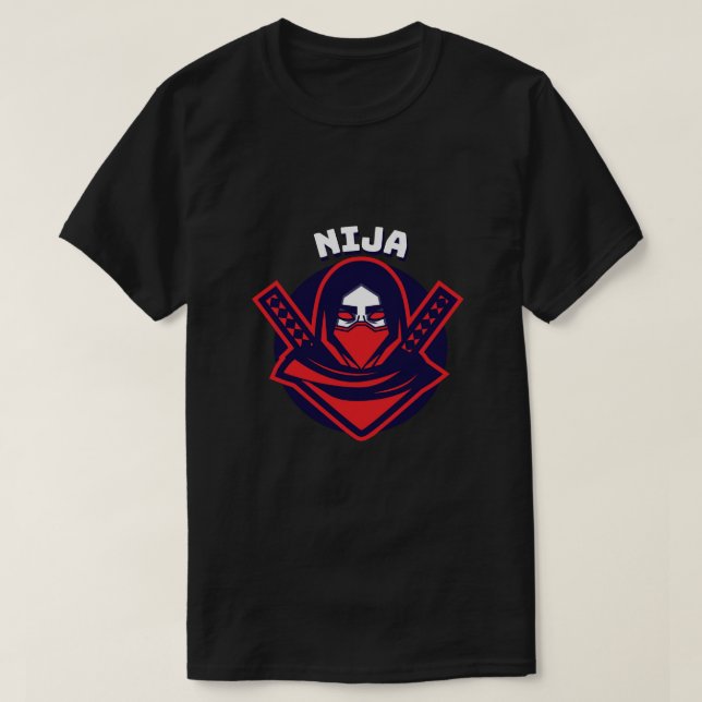 Ninja-logotyp – Modigt krigaremblem T Shirt (Design framsida)
