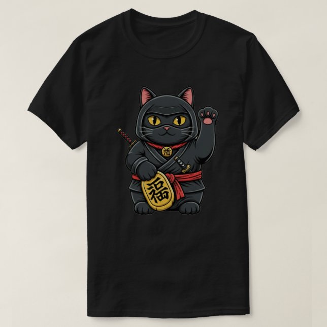 Ninja Maneki Neko  T Shirt (Design framsida)